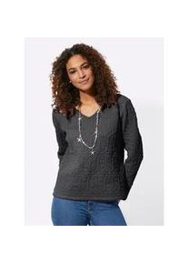 Langarmshirt Casual Looks "Shirt", Damen, Gr. 38, bunt (graphit, gemustert), 75% Polyester, 20% Viskose, 5% Elasthan, gemustert, mehrfarbig, V-Ausschnitt, Shirts Langarmshirt