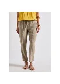 R&ouml;hrenhose Street One, Damen, Gr. 46, L&auml;nge 28, beige (safari beige), Stoff, 83% Modal, 17% Polyester, unifarben, loose fit kn&ouml;chelfrei, Hosen, mit Elastikbund