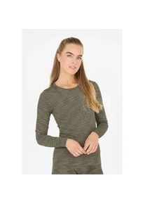Langarmshirt Endurance "Crina", Damen, Gr. L/XL, gr&uuml;n (khaki), 68% Polyester, 22% Nylon, 10% Elasthan, meliert, unifarben, normal, Rundhals, Shirts Langarmshirt, mit atmungsaktivem Material