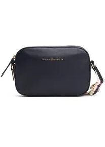 Umh&auml;ngetasche Tommy Hilfiger "TH LOGOTAPE CAMERA BAG", Damen, Gr. B/H/T: 13cm x 19,5cm x 5cm, blau (dunkelblau), Lederimitat, unifarben, Taschen Umh&auml;ngetasche, Damen Schultertasche, Minibag mit Logo-Schriftzug auf Umh&auml;ngeriemen