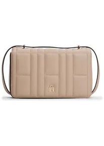 Umh&auml;ngetasche Tommy Hilfiger "TH FEMININE CONV CROSSOVER", Damen, Gr. B/H/T: 26cm x 15,5cm x 5,5cm, grau (taupe), Lederimitat, unifarben, Taschen Umh&auml;ngetasche, Damen-Schultertasche, Clutch, Minibag mit modischer Steppung