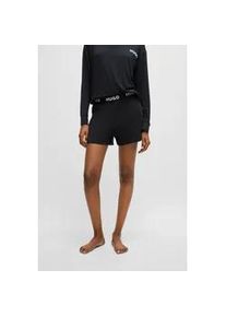 Schlafshorts HUGO UNDERWEAR "UNITE Shorts", Damen, Gr. XS (34), N-Gr, schwarz (schwarz 001), Single Jersey, Obermaterial: 93% Viskose, 7% Elasthan, unifarben, normal lang, Hosen, mit Hugo Logo-Elastiktape am Bund