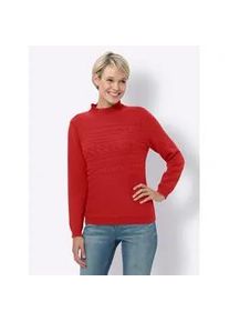 Stehkragenpullover Classic Basics "Stehkragen-Pullover", Damen, Gr. 46, rot, 100% Baumwolle, unifarben, Pullover Stehkragenpullover