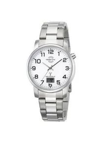 Funkuhr MASTER TIME "Basic", silber (silberfarben, wei&szlig;), Armbanduhren, Herren, Funkuhr, Armbanduhr, Quarzuhr, Herrenuhr, Datum, Edelstahlarmband