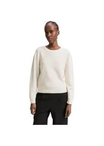 V-Ausschnitt-Pullover Tom Tailor DENIM, Damen, Gr. XL (42), wei&szlig; (sanftes wei&szlig;), Strick, Obermaterial: 100% Baumwolle, unifarben, relaxed fit taillenbedeckt, Rundhals, Rippb&uuml;ndchen, Pullover, mit Rippb&uuml;ndchen