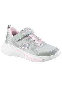 Sneaker Skechers "WAVE 92", Damen, Gr. 31, bunt (hellgrau, rosa), Textil, Glitzer, Schuhe Sneaker, Freizeitschuh mit Klettverschluss, Gr&ouml;&szlig;enschablone zum Download