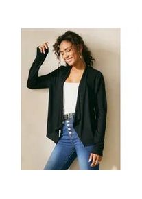Shirtjacke Lascana, Damen, Gr. 36/38, schwarz, Jersey, Obermaterial: 100% Viskose, normal h&uuml;ftlang, ohne Ausschnitt, Shirts Shirtjacke, in offener Form, Strickjacke aus Jersey, Sommerjacke, Cardigan