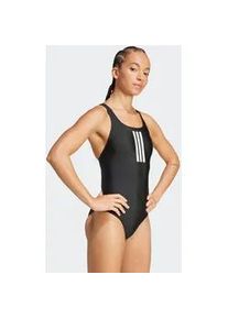 Badeanzug Adidas PERFORMANCE "3S MID SUIT", Damen, Gr. 42, N-Gr, schwarz-wei&szlig; (schwarz, wei&szlig;), Obermaterial: 78% Polyamid, 22% Elasthan, Badeanz&uuml;ge Badeanzug, sportlicher Schnitt, stretchiges, chlorresistentes Material