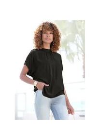 Kurzarmbluse Lascana, Damen, Gr. 34, schwarz, Web, Obermaterial: 100% Viskose, unifarben, figurumspielend h&uuml;ftlang, weit, Blusen, in lockerer Passform, Damenbluse, sportlich elegant