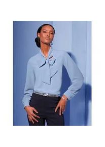 CR&Eacute;ATION L Langarmbluse CREATION L, Damen, Gr. 52, blau (bleu), 100% Polyester, unifarben, V-Ausschnitt, Blusen