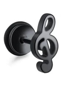 Single-Ohrstecker Firetti "Schmuck Geschenk Ohrschmuck einzeln Notenschl&uuml;ssel", schwarz, Ohrringe, Damen, Edelstahl Kautschuk, Edelstahl, Kautschuk