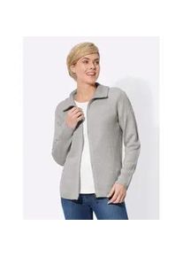 Strickjacke Classic Basics, Damen, Gr. 48, grau (steingrau, hellgrau, meliert), 100% Polyacryl, meliert, Strickjacken Strickjacke