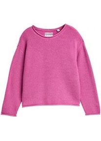 Jacquardpullover Tom Tailor, Kinder, Gr. 104, flashy mauve, Strick, Obermaterial: 52% Viskose, 27% Polyester, 21% Polyamid, gestreift, regular fit taillenbedeckt, Rundhals, Pullover, mit Streifen Muster