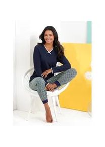 w&auml;schepur Pyjamaoberteil W&Auml;SCHEPUR "Schlafanzug-Shirt", Damen, Gr. 44/46, blau (marine), 50% Baumwolle, 50% Modal, unifarben, Shirts