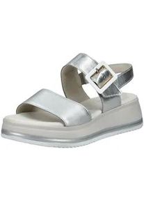 Riemchensandale Gabor COMFORT "Gabor Comfort Sandalen Leder", Damen, Gr. 40,5, silber, Leder, Schuhe Riemchensandale