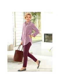 Longbluse Classic Basics, Damen, Gr. 48, lila (mauve), 82% Polyester, 15% Polyamid, 3% Elasthan, unifarben, Blusen Longbluse
