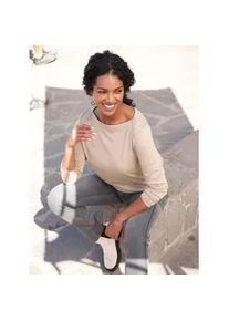 Langarmshirt Casual Looks "Shirt", Damen, Gr. 46, beige (sesam), 50% Baumwolle, 50% Modal, unifarben, U-Boot-Ausschnitt, Shirts Langarmshirt