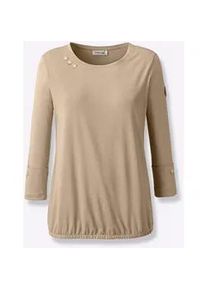 Langarmshirt Casual Looks "Shirt", Damen, Gr. 36, beige, 50% Baumwolle, 50% Modal, unifarben, Rundhals, Shirts Langarmshirt