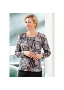 Classic Dog Langarmshirt CLASSIC "Winter-Shirt", Damen, Gr. 50, braun (braun, hellgrau, bedruckt), 95% Polyester, 5% Elasthan, gemustert, mehrfarbig, Rundhals, Shirts Langarmshirt