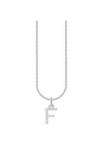 Kette mit Anh&auml;nger Thomas Sabo "Buchstabe" Gr. 45, bunt (silberfarben, wei&szlig;), Halsketten, Damen, 45, F, Silber 925 (recycelt), mit Zirkonia (synth.)