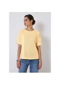 T-Shirt STREET ONE STUDIO, Damen, Gr. 40, gelb (blend gelb), Stoff, 60% Polyester, 40% Viskose, unifarben, normal normal, U-Boot-Ausschnitt, B&uuml;ndchen, Shirts T-Shirt, mit U-Boot-Ausschnitt