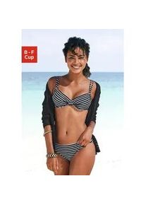 B&uuml;gel-Bikini-Top s.Oliver "Hill", Damen, Gr. 42, Cup E, schwarz-wei&szlig; (schwarz, wei&szlig;, gestreift), Microfaser, Polyamid, Bikini-Oberteile, mit Doppeltr&auml;ger