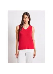 T-Shirt Street One, Damen, Gr. 44, rot (glory rot), Stoff, 95% Viskose, 5% Elasthan, unifarben, normal normal, V-Ausschnitt, abgesteppt, Shirts T-Shirt, aus elastischem Materialmix