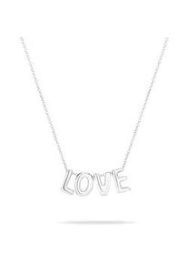 Kette mit Anh&auml;nger ECHTZEIT "Schmuck Geschenk Edelstahl Halskette Love Letters", silber (silberfarben), Halsketten, Damen, Edelstahl, L: 45 B: 2mm, B:2mm