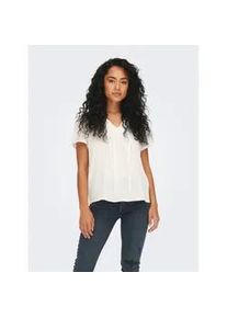 Jacqueline de Yong Kurzarmbluse JDY "JDYLIMA LIFE S/S TOP WVN NOOS", Damen, Gr. 42 (XL), wei&szlig; (cloud dancer), Web, Obermaterial: 100% Viskose, unifarben, loose fit normal, V-Ausschnitt, Blusen, Viskose, loose fit