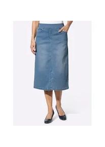 Jeansrock Inspirationen, Damen, Gr. 44, blau (blau, bleached), 78% Baumwolle, 20% Polyester, 2% Elasthan, unifarben, wadenlang, R&ouml;cke Jeansrock