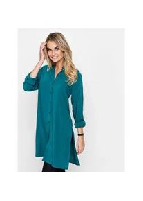 Langarmbluse Inspirationen, Damen, Gr. 46, bunt (aquapetrol), 100% Viskose, unifarben, Rundhals, Blusen