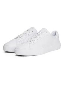 Sneaker Tommy Hilfiger "PREMIUM DRESS CUPSOLE LTH", Herren, Gr. 44, wei&szlig;, Nappaleder, Schuhe Sneaker, Freizeitschuh, Halbschuh, Schn&uuml;rer mit Flaggen-Emblem an der Ferse