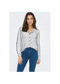 Hemdbluse Only "OnlyASMIN SHIRT L/S WVN NOOS", Damen, Gr. L (40), cloud dancer stripes:lise, Web, Obermaterial: 100% Viskose, gestreift, loose fit h&uuml;ftbedeckend, Blusen Hemdbluse