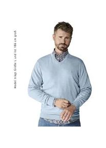 Strickpullover Casamoda "Casamoda Pullover uni", Damen, Gr. L, blau (helles himmelblau), 100% Baumwolle, Pullover Strickpullover