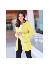 Strickjacke Classic Basics, Damen, Gr. 54, gelb (zitrone), 80% Viskose, 20% Polyamid, unifarben, Strickjacken Strickjacke