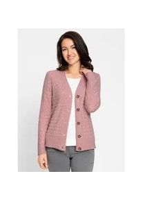 Strickjacke Inspirationen, Damen, Gr. 50, rosa (rosenquarz, meliert), 50% Viskose, 28% Polyester, 22% Polyamid, meliert, Strickjacken Strickjacke
