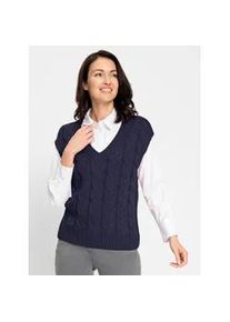 Pullunder Inspirationen "Pullunder", Damen, Gr. 48, blau (marine), 50% Baumwolle, 50% Polyacryl, unifarben, Pullover Pullunder