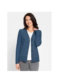 Strickjacke Inspirationen, Damen, Gr. 36, blau (rauchblau, meliert), 50% Viskose, 28% Polyester, 22% Polyamid, meliert, Strickjacken Strickjacke