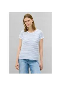 T-Shirt Cecil, Damen, Gr. XL (44), deep pastel blau, Web, 50% Baumwolle, 50% Modal, gestreift, normal normal, Rundhals, Umschlagbund, Shirts T-Shirt, im Streifendesign