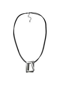 Collierkettchen Steuer "Metall zweifarbig grau schwarz Textilband", schwarz, Halsketten, Damen, 90cm, Synthetik, L: 90 B: 50mm, matt, B:50mm