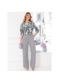 Schlupfbluse Classic Basics, Damen, Gr. 42, gr&uuml;n (grau, kalkmint, bedruckt), 100% Polyester, bedruckt, gemustert, mehrfarbig, Rundhals, Blusen Schlupfbluse