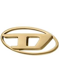 Single-Ohrstecker Diesel "Schmuck Geschenk Edelstahl Ohrringe OVAL D LOGO", gelb (gelbgoldfarben, edelstahlfarben), Ohrringe, Damen, Edelstahl