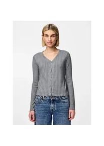 Strickjacke Pieces "PCIRIS CARDIGAN NOOS", Damen, Gr. L, grau (ultimate grau), Strick, Obermaterial: 50% Viskose, 30% Polyester, 20% Polyamid, unifarben, normal, V-Ausschnitt, Strickjacken Strickjacke