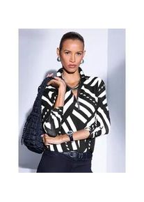 CR&Eacute;ATION L Poloshirt CREATION L "Poloshirt", Damen, Gr. 42, schwarz-wei&szlig; (schwarz, wei&szlig;, bedruckt), 95% Viskose, 5% Elasthan, gemustert, Shirts