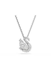 Kette mit Anh&auml;nger Swarovski "Schmuck Geschenk Schwan Halskette", silber (metallfarben, kristallwei&szlig;), Halsketten, Damen, Metall, mit Swarovski Kristall, Swarovski Zirkonia (synth.)