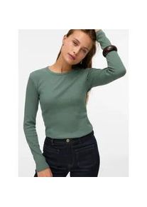 V&eacute;ro Moda Langarmshirt VERO MODA "VMCHLOE LS SHORT TOP JRS NOOS", Damen, Gr. S, laurel wreath, Feinripp, Obermaterial: 95% Baumwolle, 5% Elasthan, unifarben, slim fit normal, Rundhals, Shirts Langarmshirt, Baumwollmischung