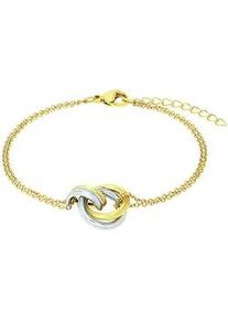 Armband Amor "Kreise", gelb (gelbgoldfarben, edelstahlfarben), Armb&auml;nder, Damen, 20cm, Edelstahl, Armband