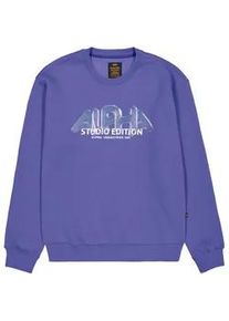 Sweater Alpha Industries "Studio Edition Vibe Sweatshirt", Herren, Gr. XL, lila (night lila), Obermaterial: 80% Baumwolle, 20% Polyester, loose fit, Sweatshirts Sweater