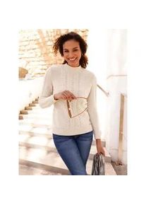 Strickpullover Casual Looks "Langarm-Pullover", Damen, Gr. 40, beige (elfenbein), 100% Baumwolle, gemustert, Pullover Strickpullover