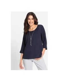 Schlupfbluse Inspirationen, Damen, Gr. 36, blau (marine), 100% Lyocell, unifarben, Rundhals, Blusen Schlupfbluse